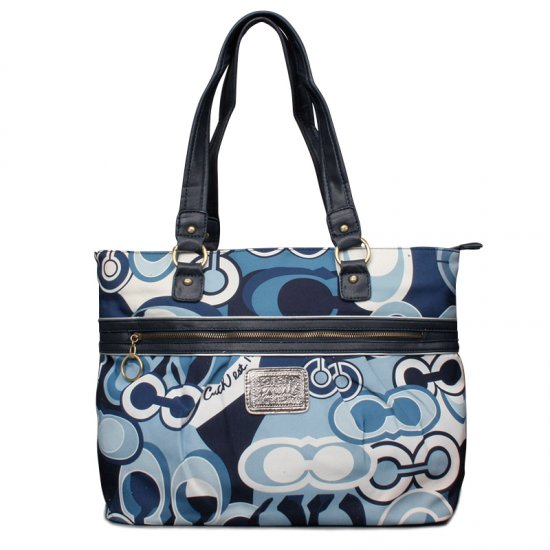 Coach Fashion Poppy Logo Large Blue Totes ENX - Click Image to Close